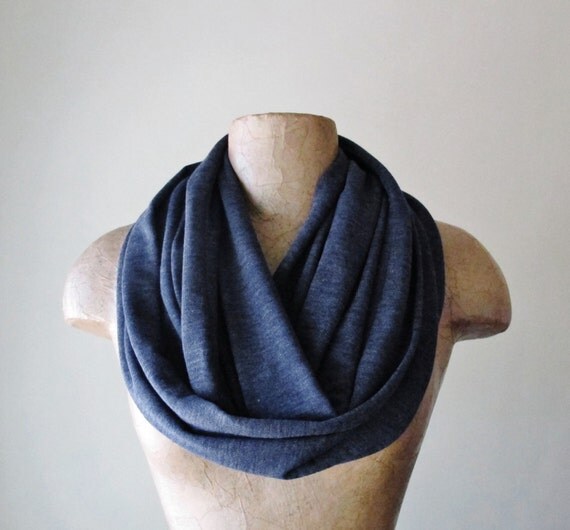 Items similar to DENIM BLUE Infinity Scarf Heather Blue Circle Scarf