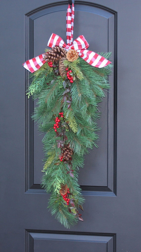 items similar to christmas swag teardrop wreath items similar to christmas swag teardrop wreath