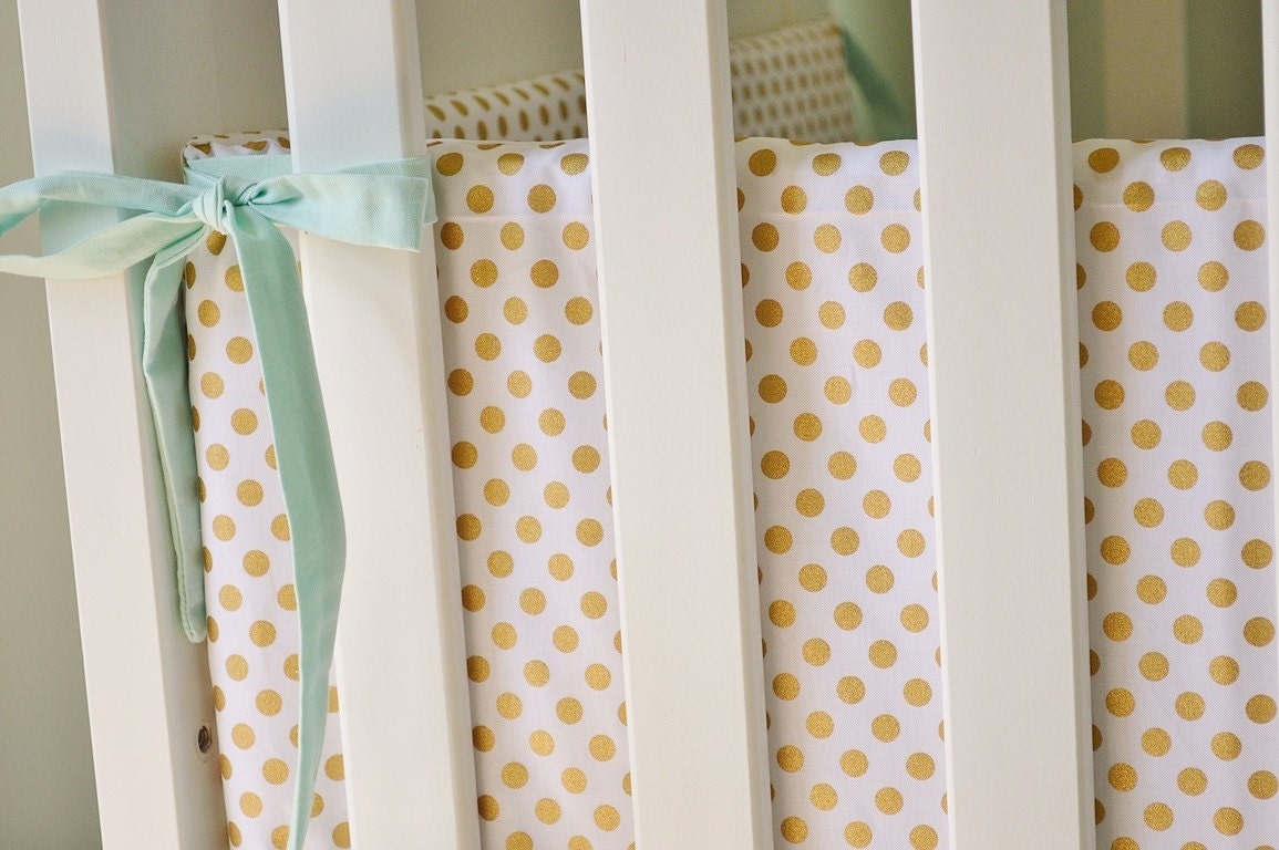 Metallic Gold Dot Crib Bumpers Gold Crib Bumpers Polka Dot