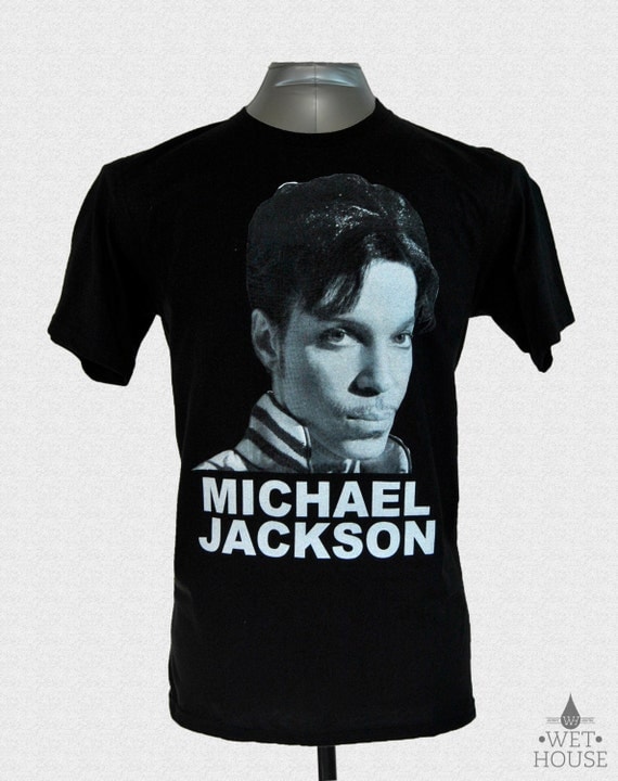 Michael Jackson Prince Face T-Shirt  black shirt white ink