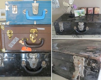 Vintage Luggage Metal Luggage Metal Suitcase Rustic Suitcase Rustic Storage Metal Storage Industrial Storage Industrial Decor Black Metal