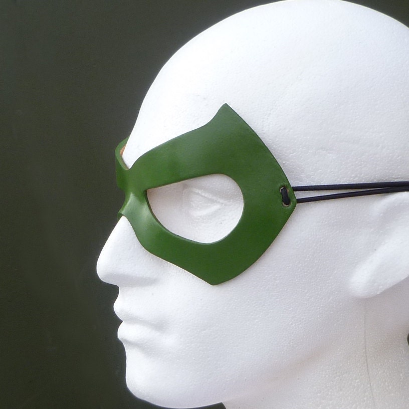 GREEN LANTERN Mask in Leather. Designed &amp; Hand Crafted in