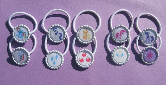 My Little Pony Party favors- set of 10- Rainbow Dash,Twilight Sparkle, Applejack, Rarity and Pinkie Pie Pony Tail holders