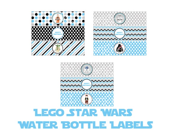 Star Wars Water Bottle Labels Birthday Party Instant