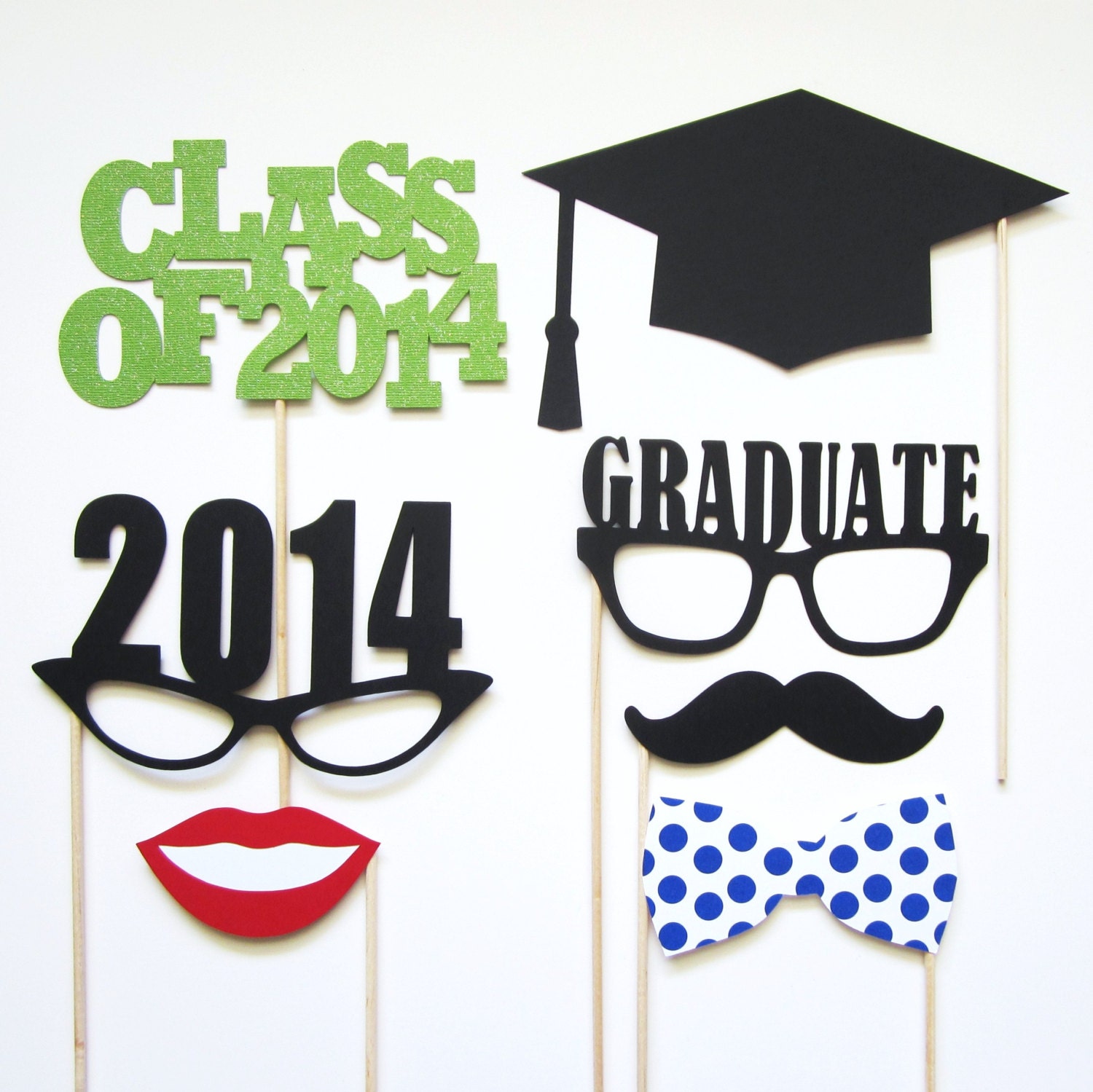 Graduation Photo Booth Props . Set of 7 . You Pick Colors