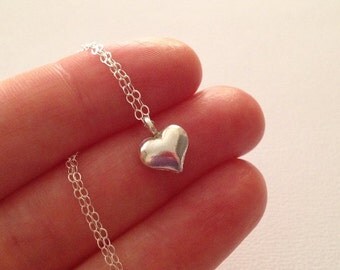 Tiny Heart Necklace in Sterling Silver -Silver Heart Necklace