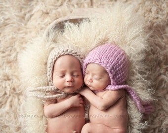 PDF Knit Pattern - newborn photography prop chunky braid bonnet #13