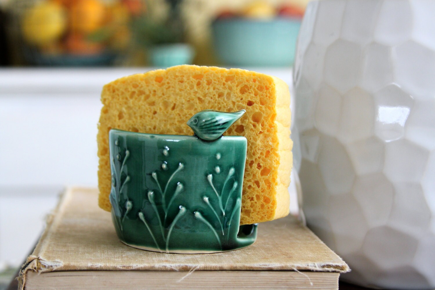 Kitchen Sponge Holder with Little Bird 16 Color Choices