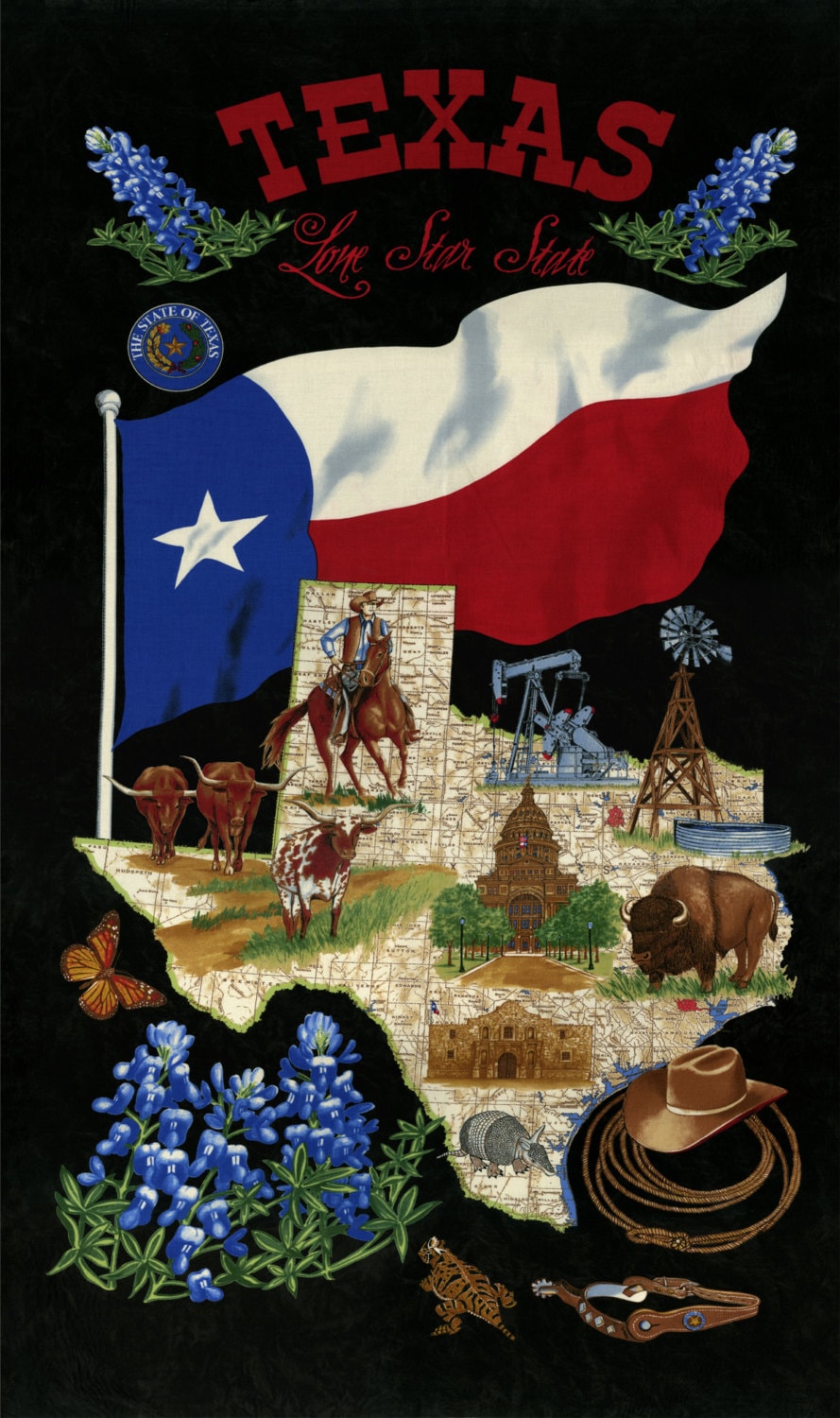 LONE STAR STATE Moda Panel Cotton Quilt Fabric