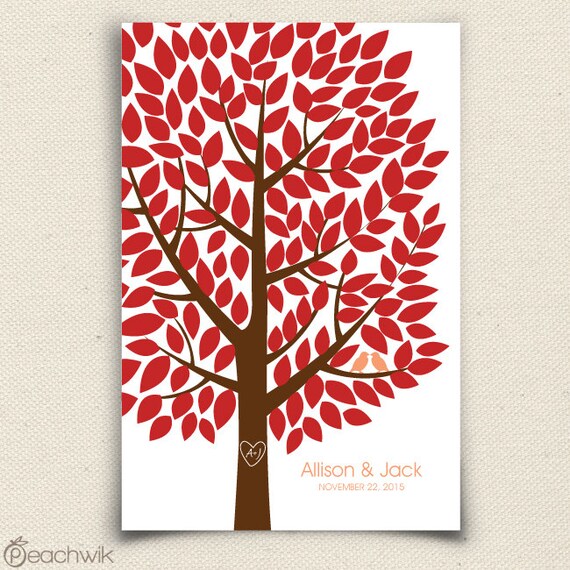 Fall Wedding Guest Book Alternative Wishwik Tree by peachwik