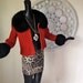 Mod Christmas Coat Vintage 70s 1970s RED Suede Leather Black Shearling Lamb Collar Cuffs Cropped Jacket Black Almost Famous Hippie Hippy SM