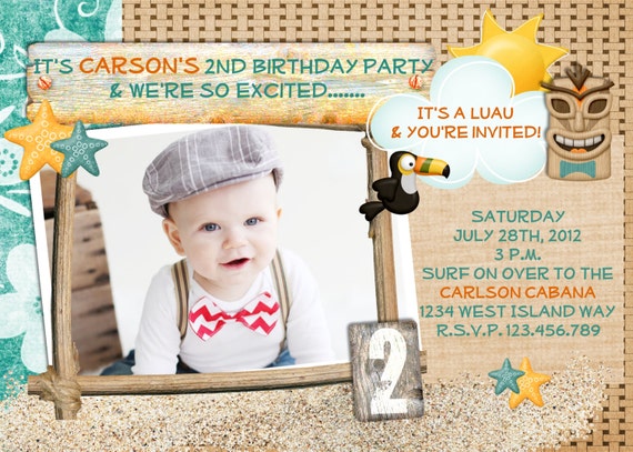 Luau Birthday Party Invitation - Custom Printable Photo Invite Il_570xn