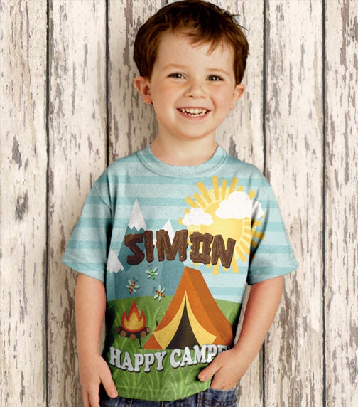 Boys Camping Shirt Personalized Happy Camper Shirt Boys Tent