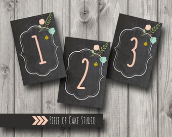Wedding Table Numbers 4x6 chalkboard Instant Printable download 1-10
