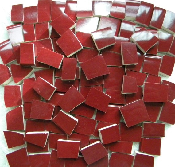 Solid Color Mosaic Tiles Burgundy Wine Recycled Plates