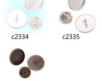 Cameo Brooch back,Tie Tac Clutch with 16mm Round Bezel Cup, fit 16mm round cabochons