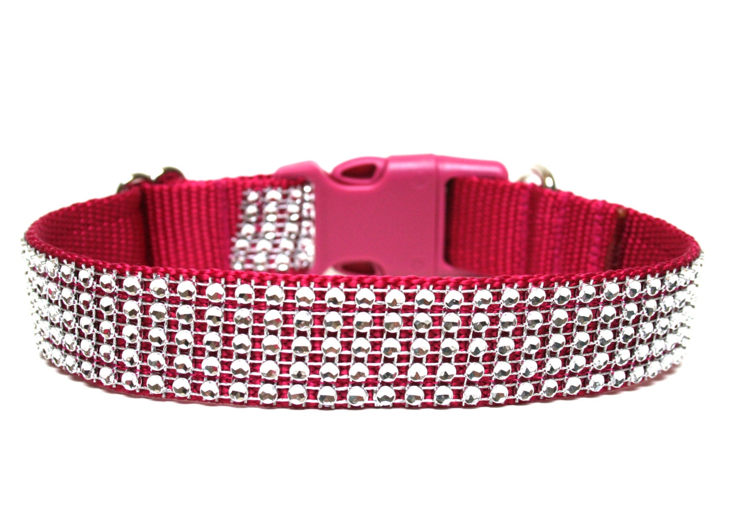 Rhinestone Dog Collar 1 Dark Pink Dog Collar