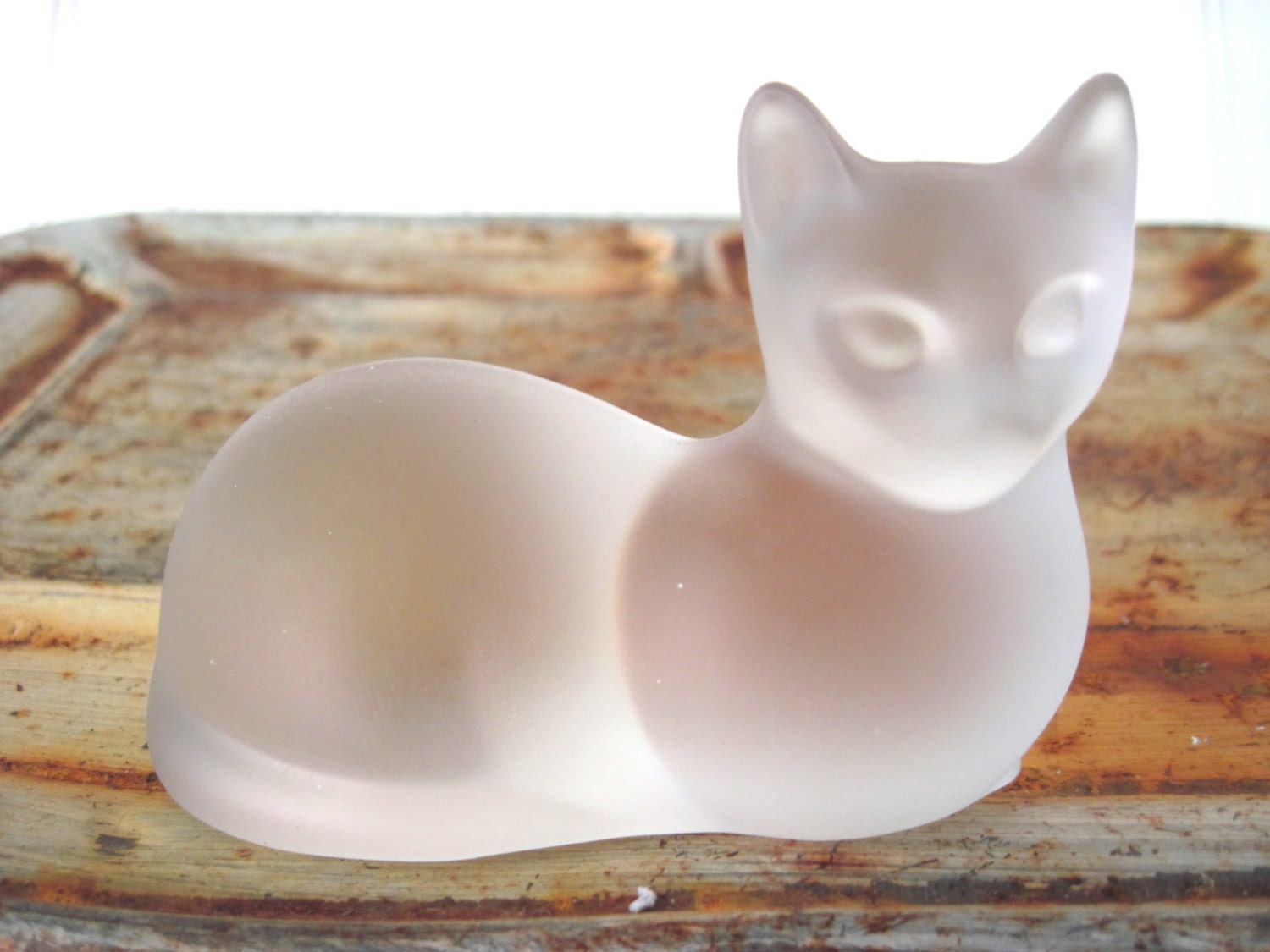 Cat paperweight frosted glass cat figurine modern minimalist