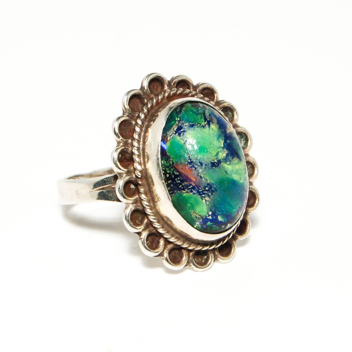 Dragons Breath Fire Opal Ring Sterling Silver Signed Mexico