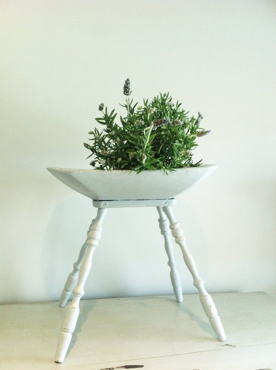 Antique Dough Bowl on Stand by Plaire on Etsy