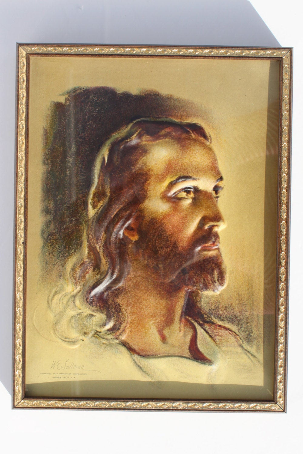 Jesus Head of Christ Picture Litho Warner Sallman 1935 3D