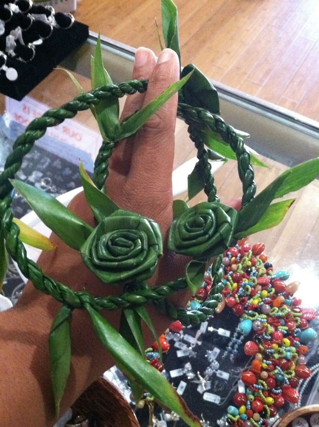 Hawaiian ti leaf everlasting lei handwoven traditional and