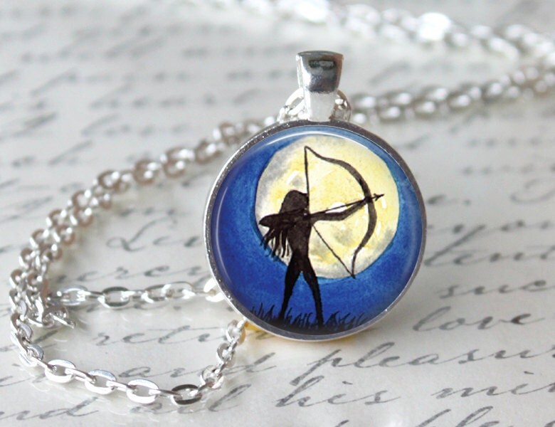 Archery Necklace Art Pendant Water Color Jewelry