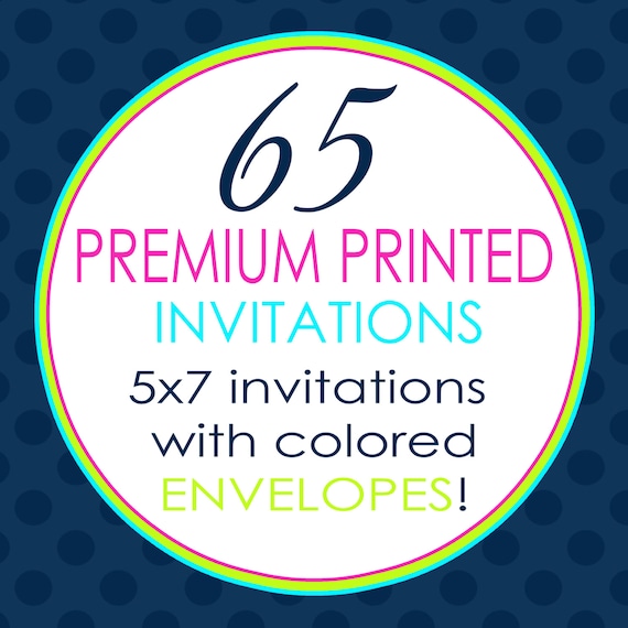 65 Printed Invitations and FREE colored envelopes #805 Il_570xn
