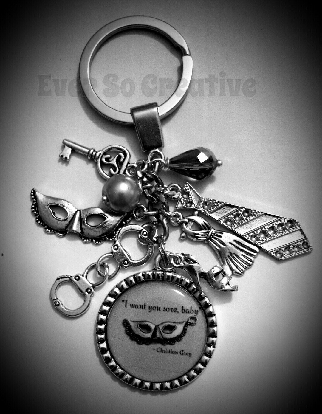 50 Shades of Grey Inspired KeyChain by EverSoCreative on Etsy