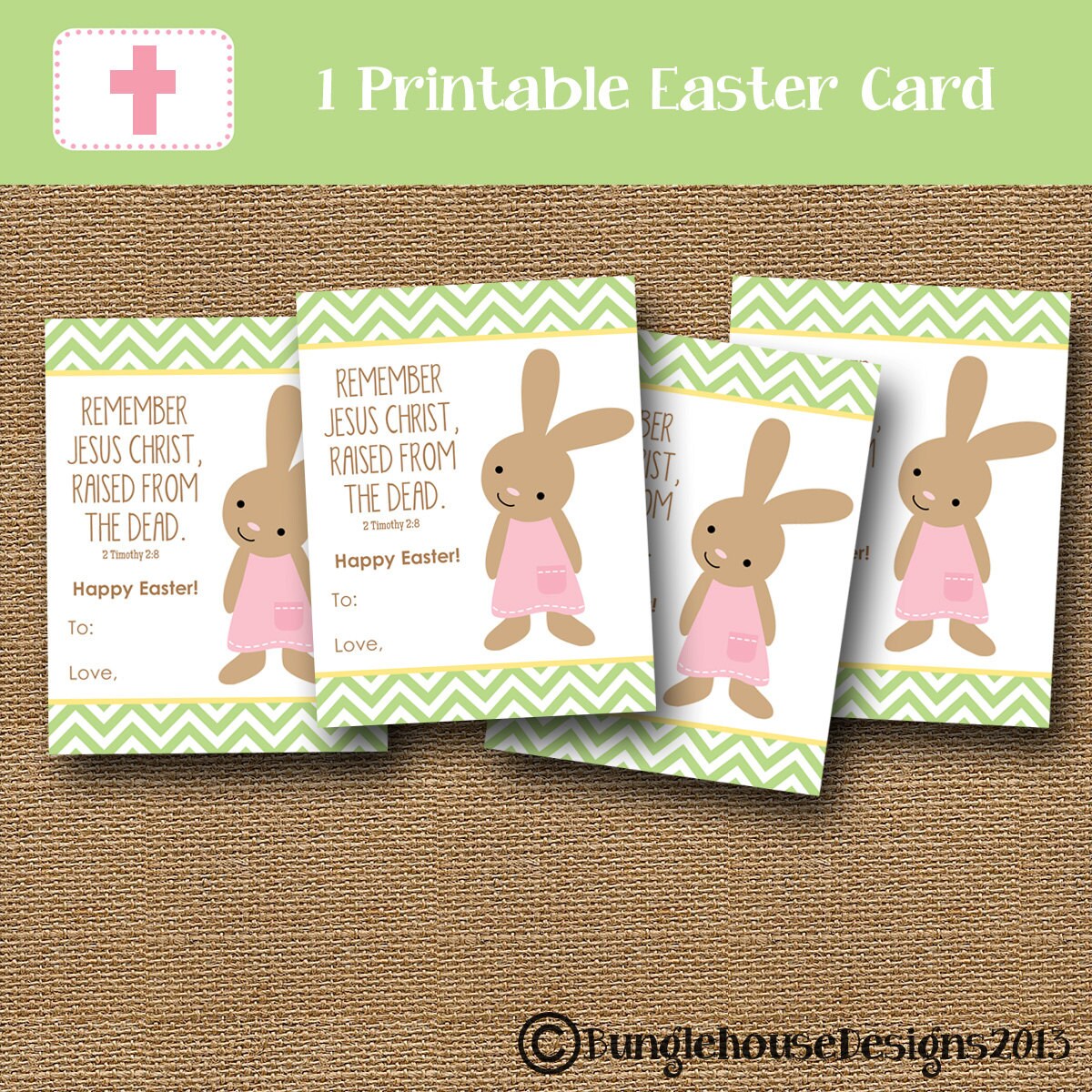 Printable Kids Easter Card Easter Bunny Scripture Card DIY