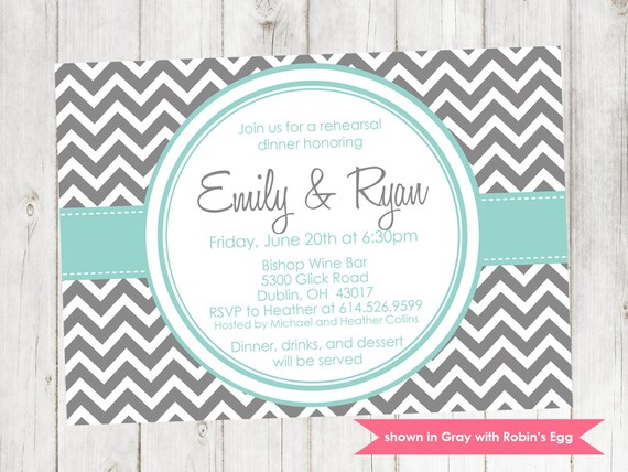 Printable Rehearsal Dinner Invitation - Rehearsal Themed Chevron Invite - Colors and Text Customizable Il_570xn