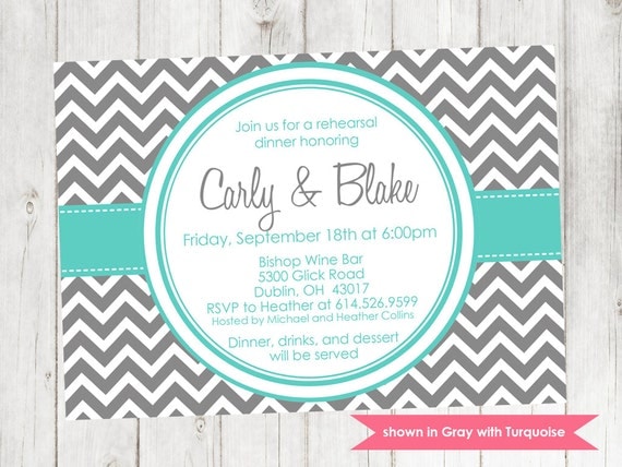 Printable Rehearsal Dinner Invitation - Rehearsal Themed Chevron Invite - Colors and Text Customizable Il_570xn
