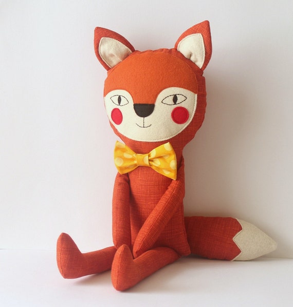 Fox stuffed animal with a bow tie Stuffed toy with by blita