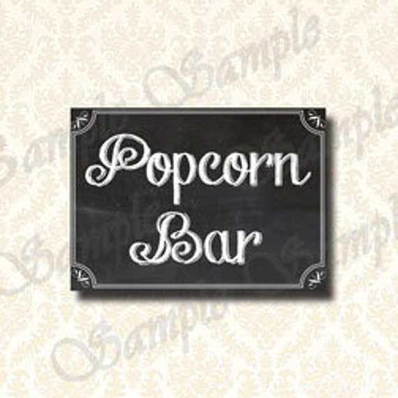 Popcorn Bar Printable Chalkboard Popcorn Sign Party