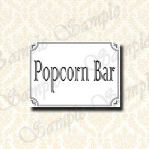 Items similar to Printable Popcorn Bar Sign, Digital Download Wedding ...