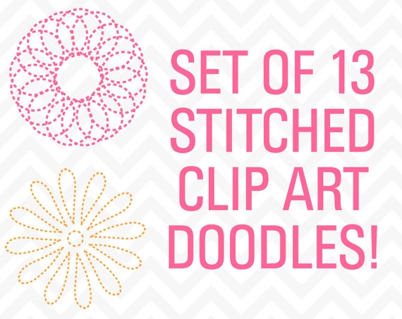 50% OFF SALE Clipart Stitched Doodle Flourishes Flourish Borders Instant Download Royalty Free Il_570xn