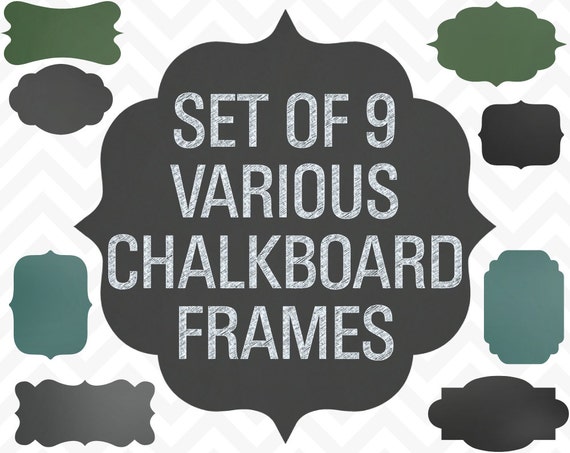 50% OFF SALE Clip Art Chalkboard Frames Labels Set Chalk Board Chalk Board Instant Download Il_570xn