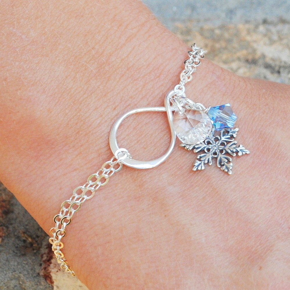 Snowflake Bracelet Sterling Silver Swarovski Crystal