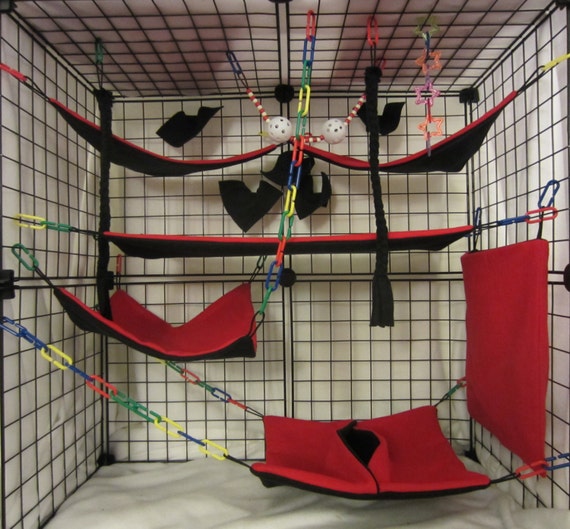 OVERSIZED 15 pc Sugar Glider Cage Set Rat Red