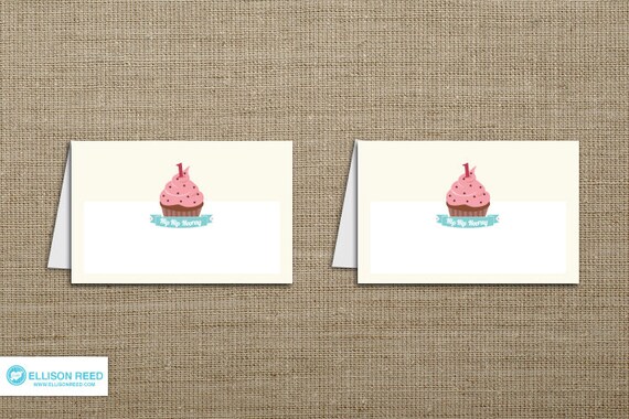 Cupcake Birthday Party Labels - Cupcake Birthday Party - Food labels - Place Cards - Cupcake printable - Girl Birthday Party Decorations Il_570xn
