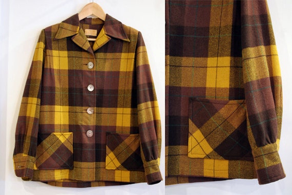 Vintage Pendleton 49er / Mustard Yellow and Brown / Wool