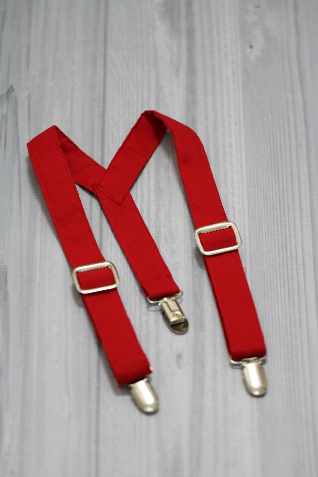 Neck Tie and Red Suspenders Set. Comic by SewEcstaticBoutique