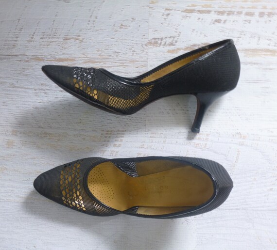 black mesh stilettos