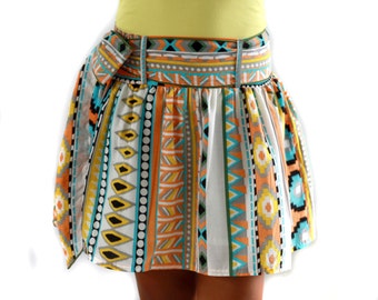 Colorful Tribal Orange Mini Skirt - Ready to ship