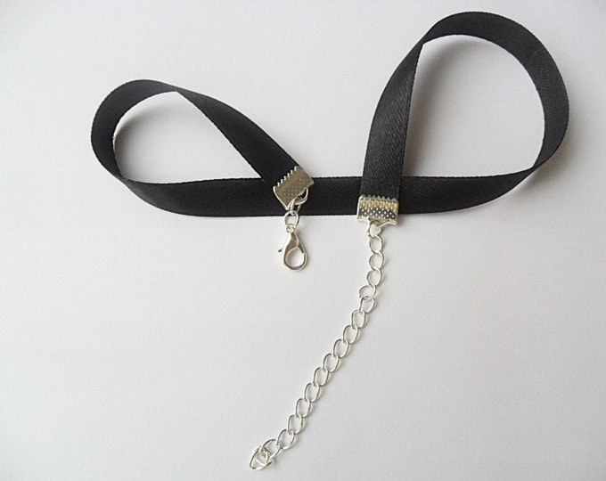 Satin choker necklace Black with a width of 3/8” (pick your neck size) Ribbon Choker Necklace