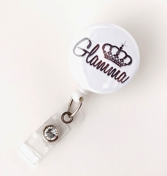 Glamma Button Badge Reel Cute ID Holder Medical By BadgeBlooms
