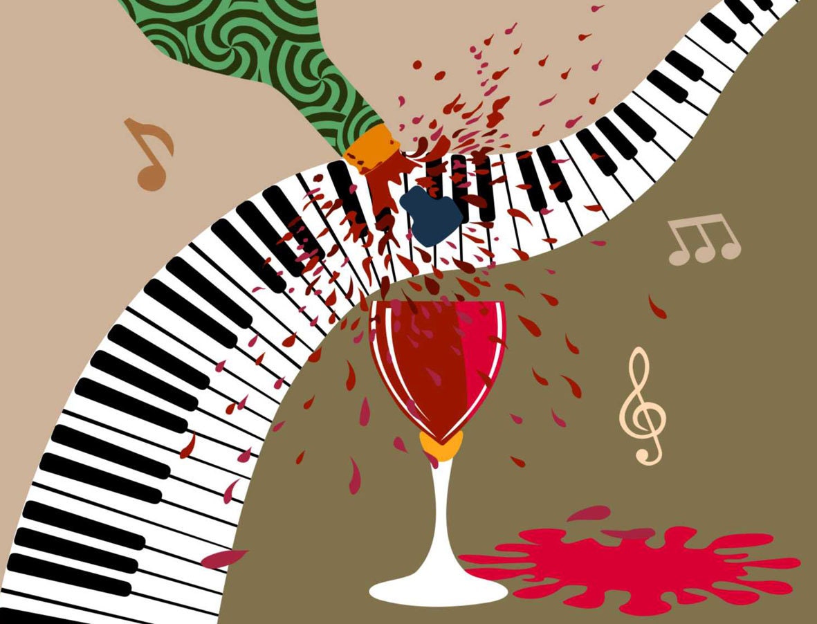 Music Art Decor. Wine Glass Art Decor Wine Painting by iQstudio