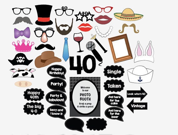 Free Printable Photo Booth Props 40th Birthday | 40th birthday photo booth props printable fourtieth party Free Printable Photo Booth Props 40th Birthday | 40th birthday photo booth props printable fourtieth party