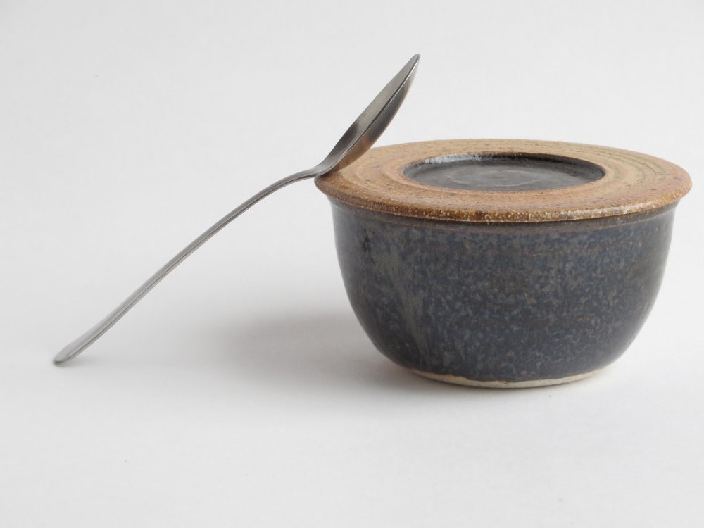 CERAMIC LIDDED JAR vessel container with lid stoneware pottery salt