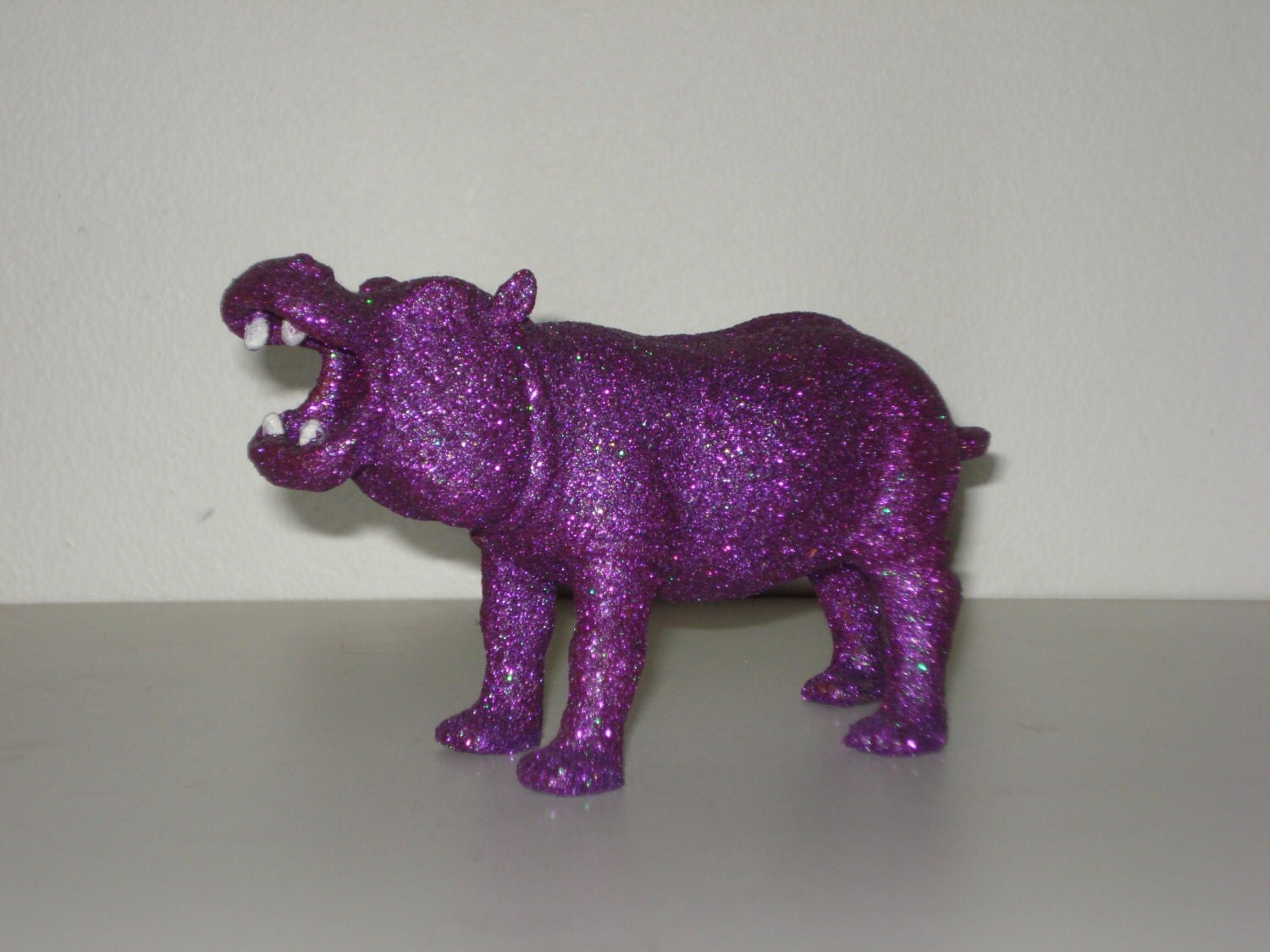 Purple Glitter Hippo Upcycled Hippopotamus Toy I want a
